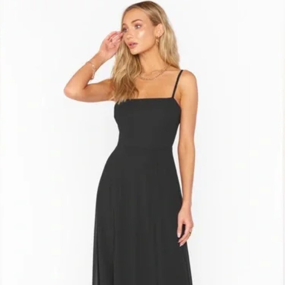 Show Me Your MuMu - Lauren Tie Maxi Dress (Black Chiffon)
